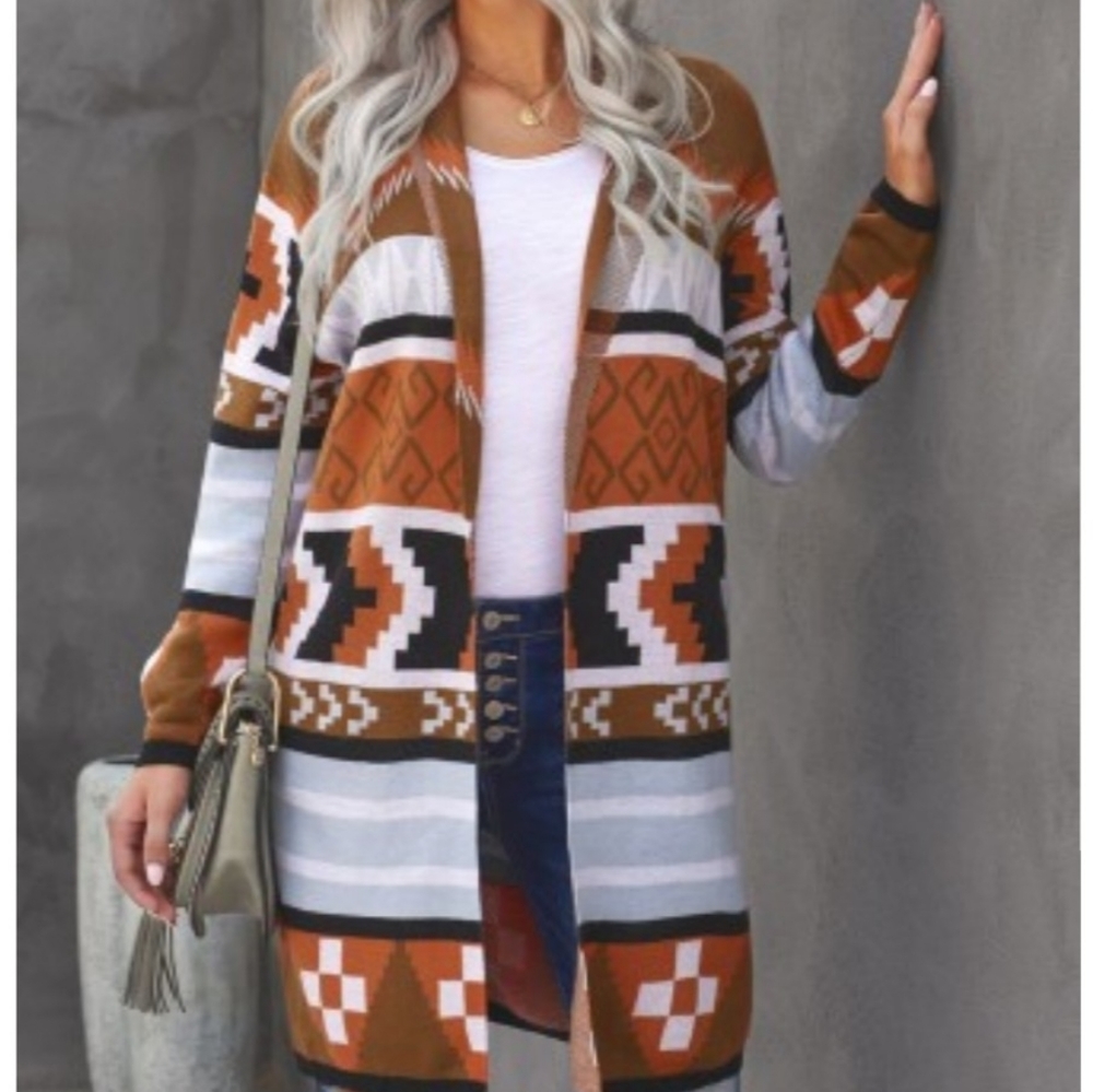 New Arrival!! Aztec open front cardigan with belt. - Picture 4 of 5